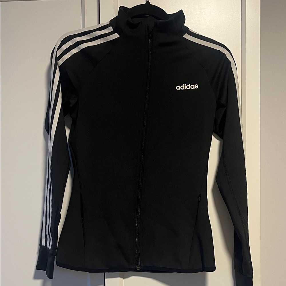 Adidas Black Jacket with White Stripes